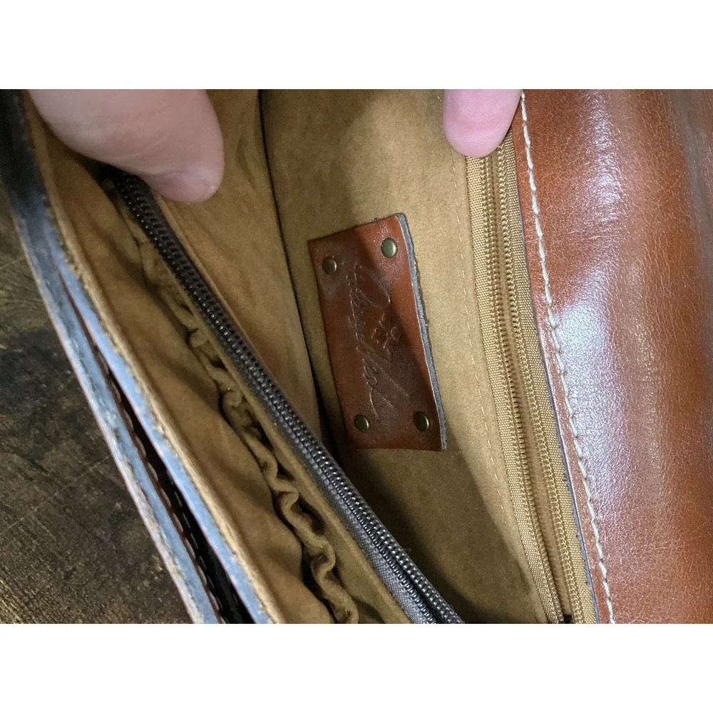 PATRICIA NASH Bianco Brown Leather Suede Crossbody Wristlet Wallet Bag Purse - Picture 8 of 10